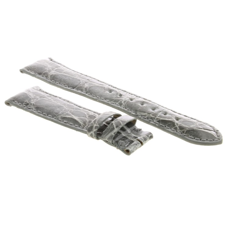 Cinturino Coccodrillo Grigio Lucido 20/16 mm B40B forma classica.