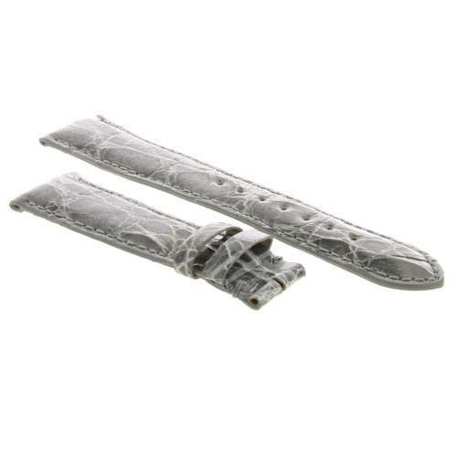 Cinturino Coccodrillo Grigio Lucido 20/16 mm B40B forma classica.