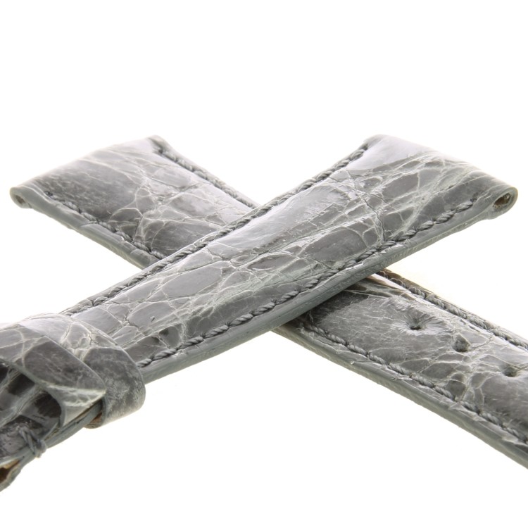Cinturino Coccodrillo Grigio Lucido 20/16 mm B40B forma classica.