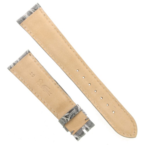 Cinturino Coccodrillo Grigio Lucido 20/16 mm B40B forma classica.