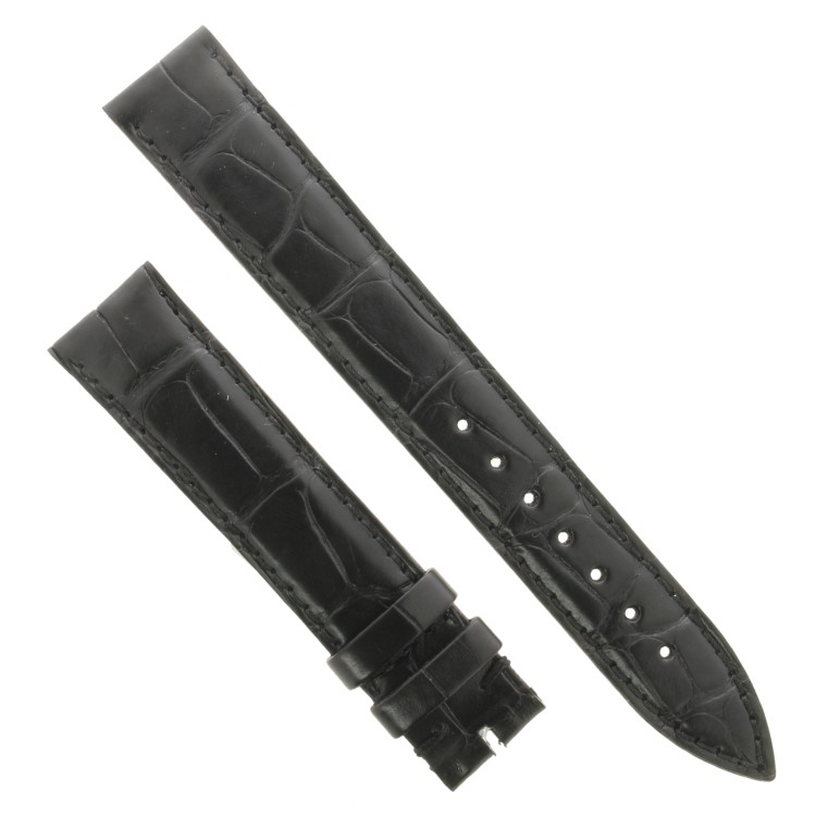 Cinturino Sartoriale Alligatore Nero Opaco 17/16 mm B30B Piatto classico..