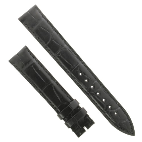 Cinturino Sartoriale Alligatore Nero Opaco 17/16 mm B30B Piatto classico..