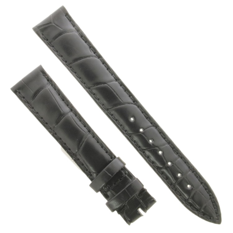 Cinturino Sartoriale Alligatore Nero Opaco 17/16 mm B35B classico..