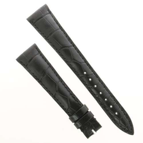 Cinturino Sartoriale Alligatore Nero Opaco 19/14 mm B38B classico..