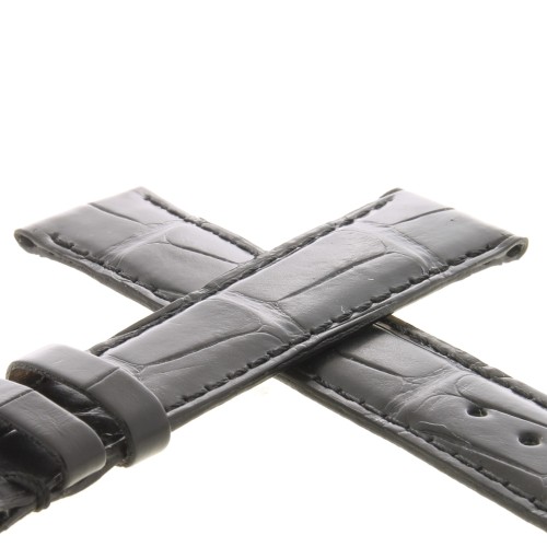 Cinturino Sartoriale Alligatore Nero Opaco 17/16 mm B30B Piatto classico..