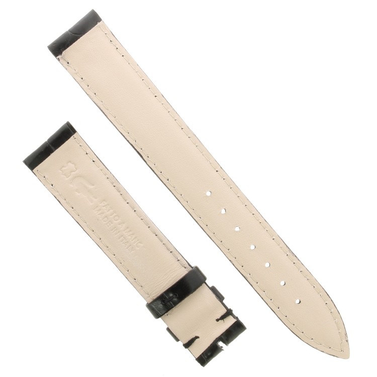 Cinturino Sartoriale Alligatore Nero Opaco 17/16 mm B30B Piatto classico..