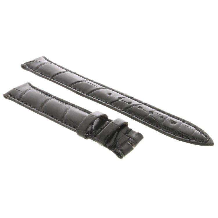 Cinturino Sartoriale Alligatore Nero Opaco 17/16 mm B35B classico..