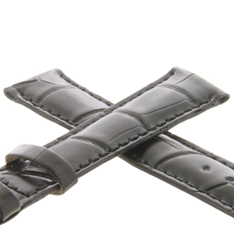 Cinturino Sartoriale Alligatore Nero Opaco 17/16 mm B35B classico..