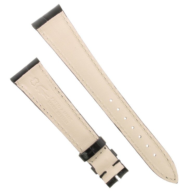 Cinturino Sartoriale Alligatore Nero Opaco 19/14 mm B38B classico..