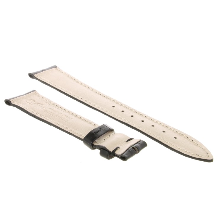 Cinturino Sartoriale Alligatore Nero Opaco 19/14 mm B38B classico..