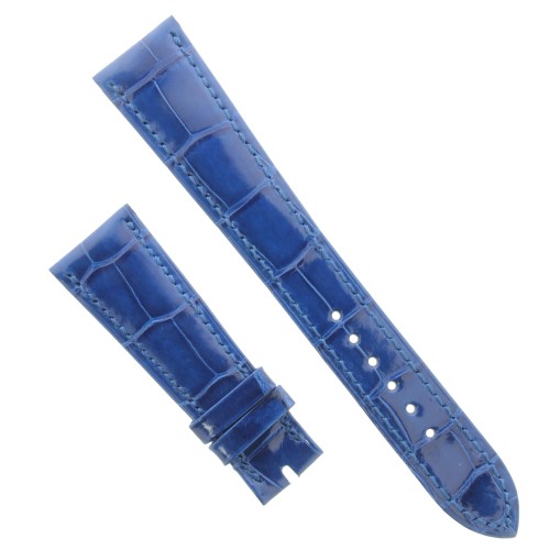 PATEK PHILIPPE cinturino Alligatore Blu Lucido 21/16 mm B35B spezzoni 125/65 mm Spessore 4,2 mm.