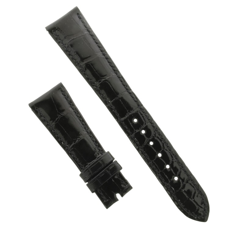 PATEK PHILIPPE cinturino Alligatore Nero Lucido 21/16 mm B35B spezzoni 125/65 mm Spessore 4,2 mm.