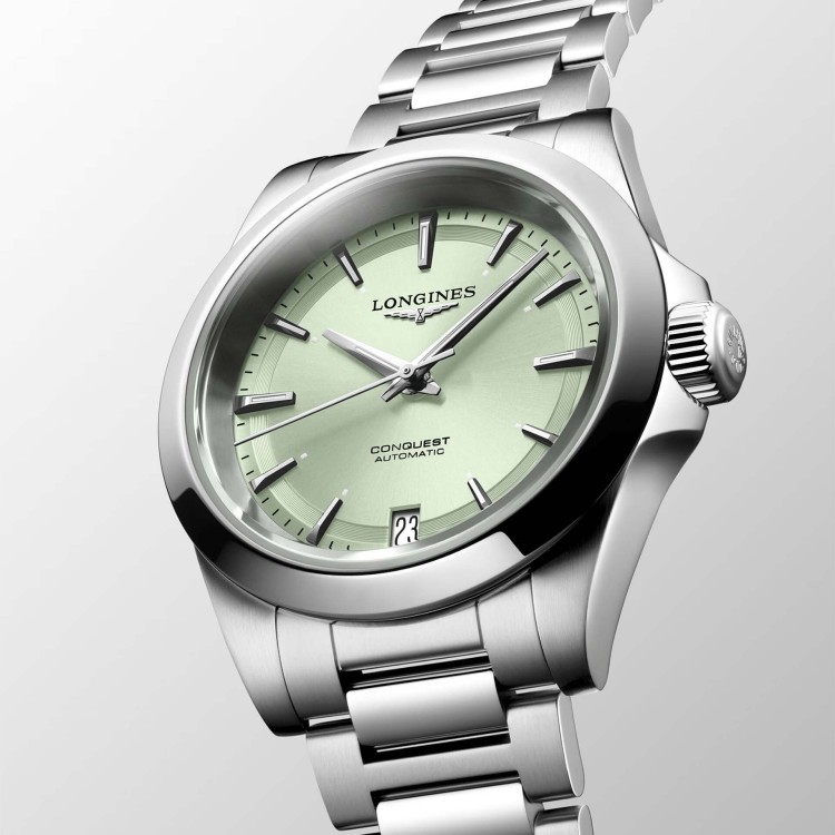 Longines Conquest L3.430.4.02.6 Automatico 34 mm Verde Bracciale Acciaio
