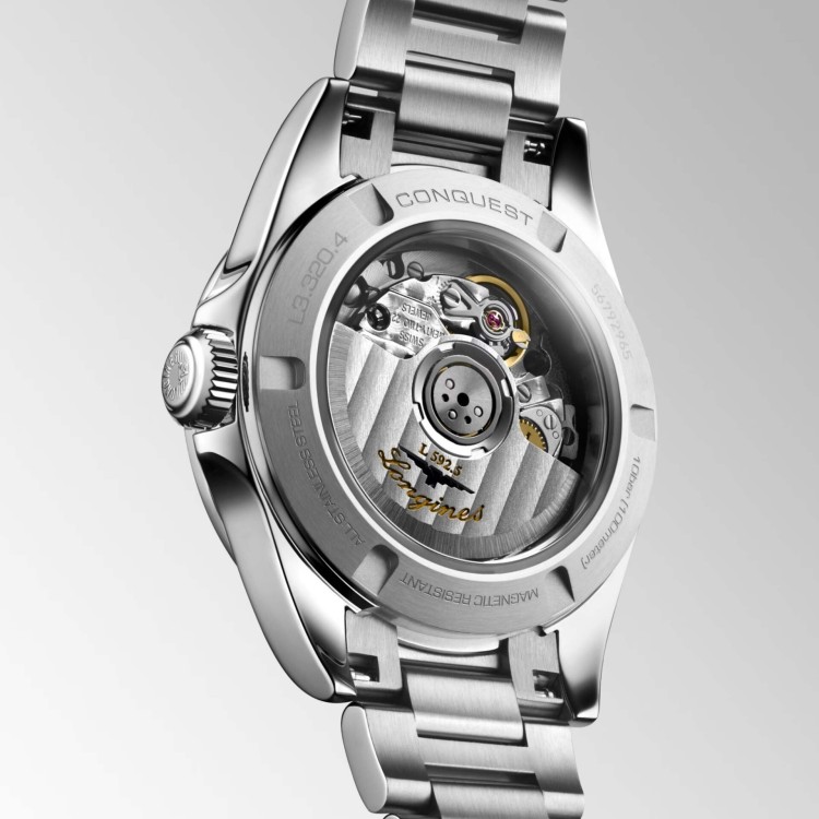 Longines Conquest L3.320.4.07.6 Automatico 30 mm Verde Indici Diamanti Bracciale Acciaio