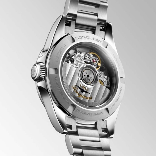 Longines Conquest L3.320.4.07.6 Automatico 30 mm Verde Indici Diamanti Bracciale Acciaio