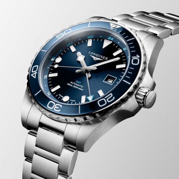 LONGINES Hydroconquest GMT L3.890.4.96.6 Automatico 43 mm Acciaio Blu