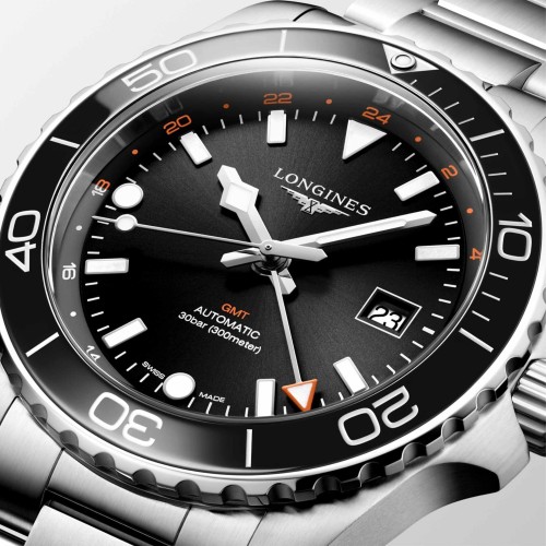 LONGINES Hydroconquest GMT L3.890.4.56.6 Automatico 43 mm Acciaio Nero