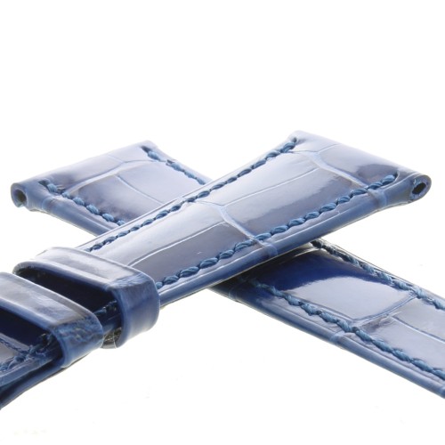 PATEK PHILIPPE cinturino Alligatore Blu Lucido 21/16 mm B35B spezzoni 125/65 mm Spessore 4,2 mm.