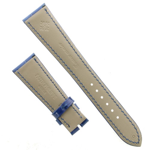 PATEK PHILIPPE cinturino Alligatore Blu Lucido 21/16 mm B35B spezzoni 125/65 mm Spessore 4,2 mm.