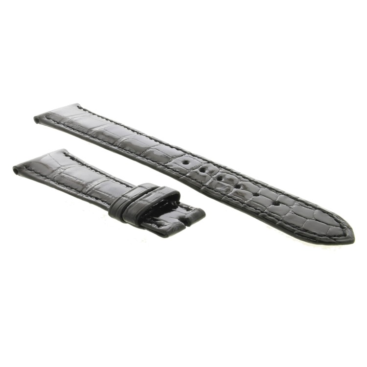PATEK PHILIPPE cinturino Alligatore Nero Lucido 21/16 mm B35B spezzoni 125/65 mm Spessore 4,2 mm.