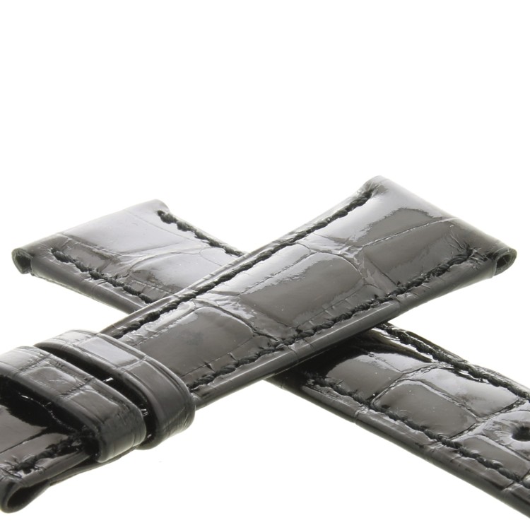 PATEK PHILIPPE cinturino Alligatore Nero Lucido 21/16 mm B35B spezzoni 125/65 mm Spessore 4,2 mm.