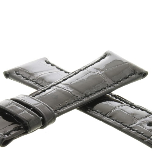 PATEK PHILIPPE cinturino Alligatore Nero Lucido 21/16 mm B35B spezzoni 125/65 mm Spessore 4,2 mm.