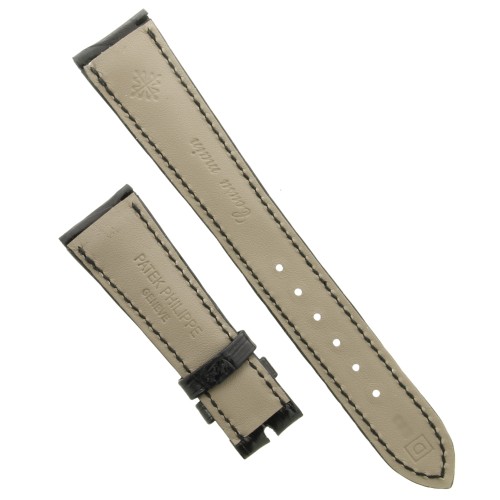 PATEK PHILIPPE cinturino Alligatore Nero Lucido 21/16 mm B35B spezzoni 125/65 mm Spessore 4,2 mm.