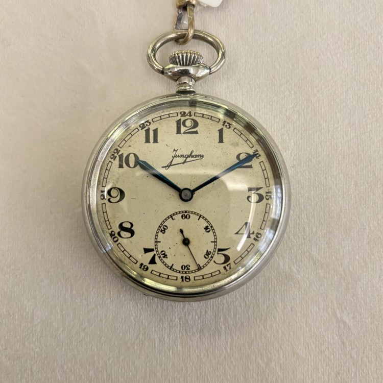 Junghans Meccanico misura 53,4 x 15 mm Arabi doppia cassa con catena metallo USATO.