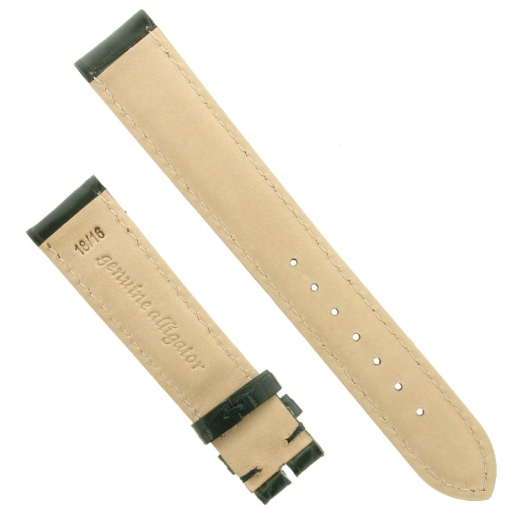 Cinturino Alligatore Verde Scuro Opaco 18/16 B40B forma classica.