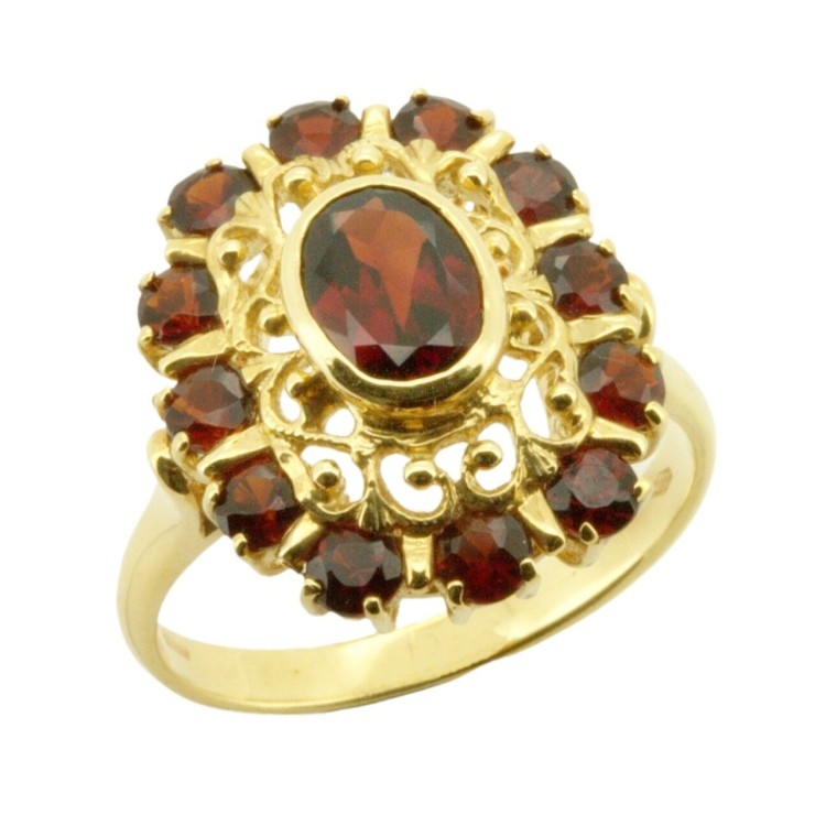 Anello Granato a Margherita Oro 18 kt