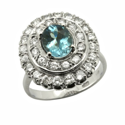 Anello Margherita Zaffiro Diamanti ct 1,88 Oro 18 kt