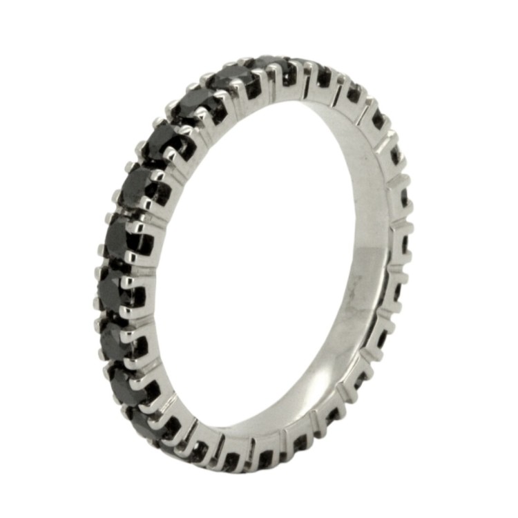 Fedina Eternity Diamanti Neri 2,9 mm ct 1,36 Oro Bianco 18 kt 2,78 gr