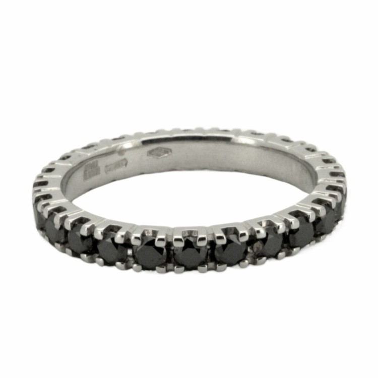 Fedina Eternity Diamanti Neri 2,9 mm ct 1,36 Oro Bianco 18 kt 2,78 gr