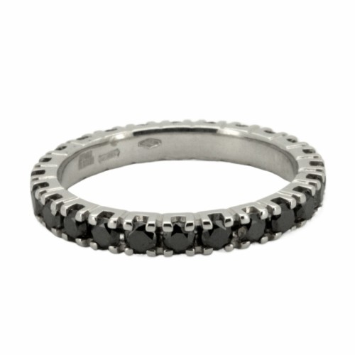 Fedina Eternity Diamanti Neri 2,9 mm ct 1,36 Oro Bianco 18 kt 2,78 gr