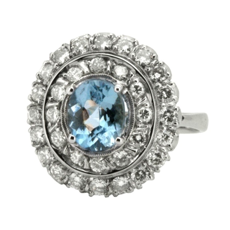 Anello Margherita Zaffiro Diamanti ct 1,88 Oro 18 kt