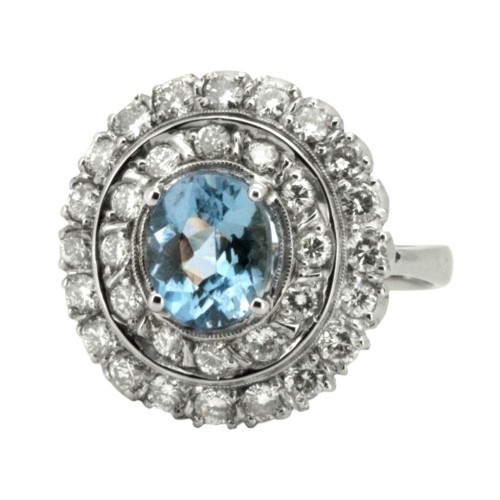 Anello Margherita Zaffiro Diamanti ct 1,88 Oro 18 kt