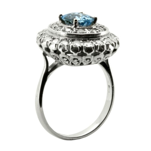 Anello Margherita Zaffiro Diamanti ct 1,88 Oro 18 kt