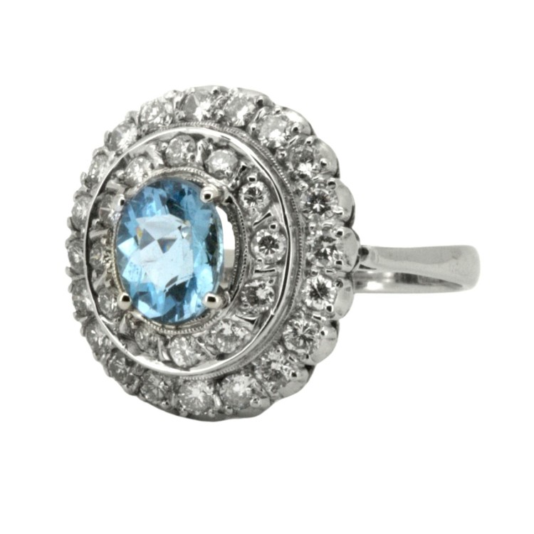 Anello Margherita Zaffiro Diamanti ct 1,88 Oro 18 kt