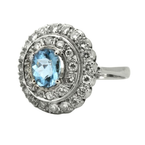 Anello Margherita Zaffiro Diamanti ct 1,88 Oro 18 kt