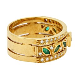 Anello Fascia Smeraldo Diamanti ct 0,44 Oro 18 kt 2