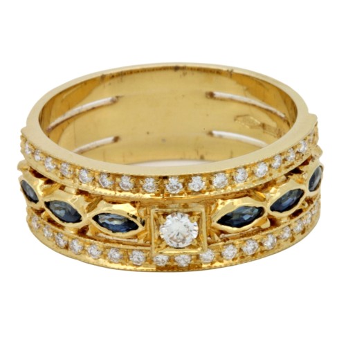 Anello Zaffiro BLU Diamanti ct 0,39 Oro 18 kt
