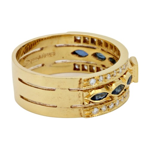 Anello Zaffiro BLU Diamanti ct 0,39 Oro 18 kt