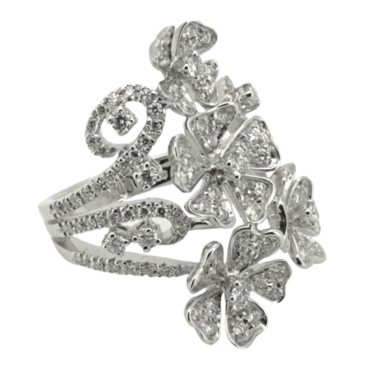 Anello Fiore Diamanti ct 1,30 Oro 18 kt