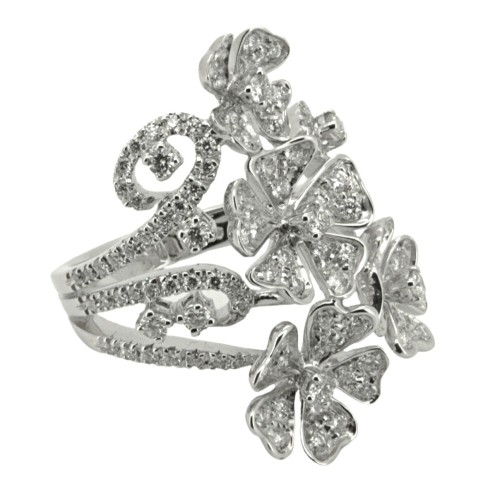 Anello Fiore Diamanti ct 1,30 Oro 18 kt