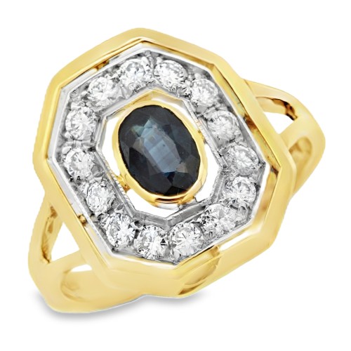 Anello Zaffiro Diamanti ct 0,20 Oro 18 kt