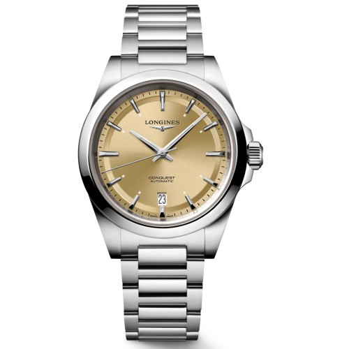LONGINES CONQUEST L3.720.4.62.6 Automatico 38 mm Champagne Bracciale Acciaio