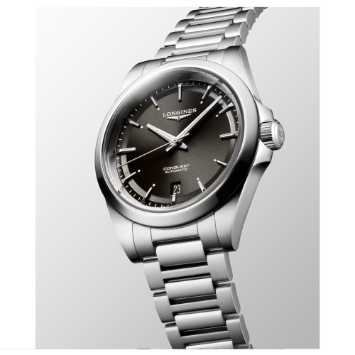 LONGINES CONQUEST L3.720.4.52.6 Automatico 38 mm Nero Bracciale Acciaio