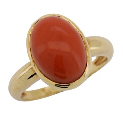 Anello Coralo Rosso in Oro Giallo 18 kt 5,43 gr