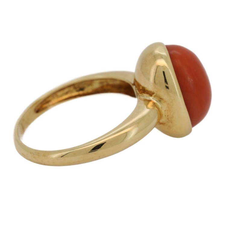 Anello Coralo Rosso in Oro Giallo 18 kt 5,43 gr