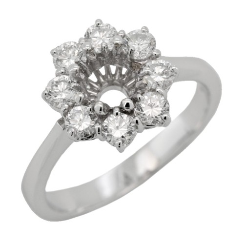 Anello Diamanti Margherita ct 0,58 I VVS + 0,75 F VS Oro Bianco 18 kt 4,42 gr